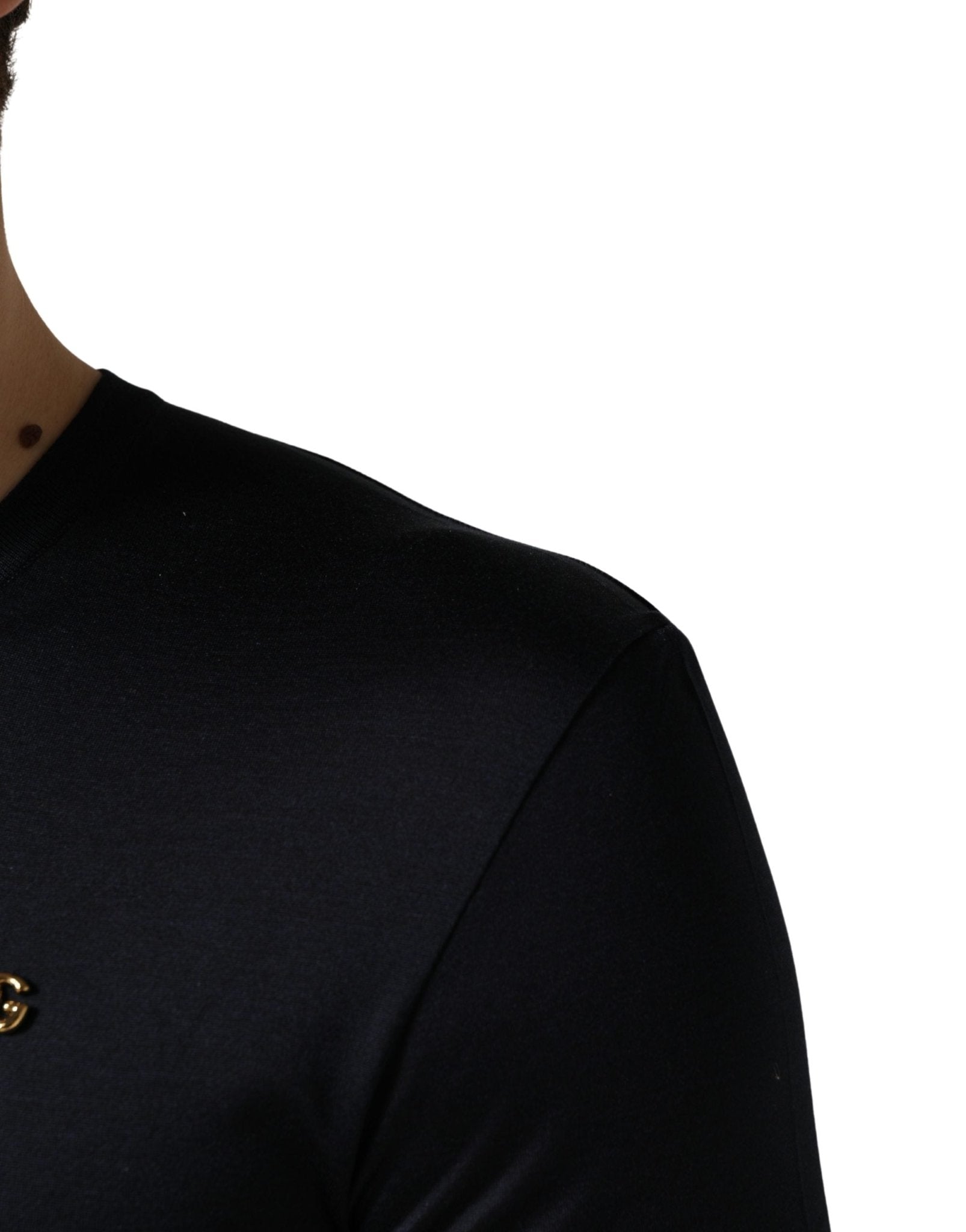 Dolce & Gabbana Dark Blue DG Logo Silk Men Crew Neck T-shirt - RIMODA
