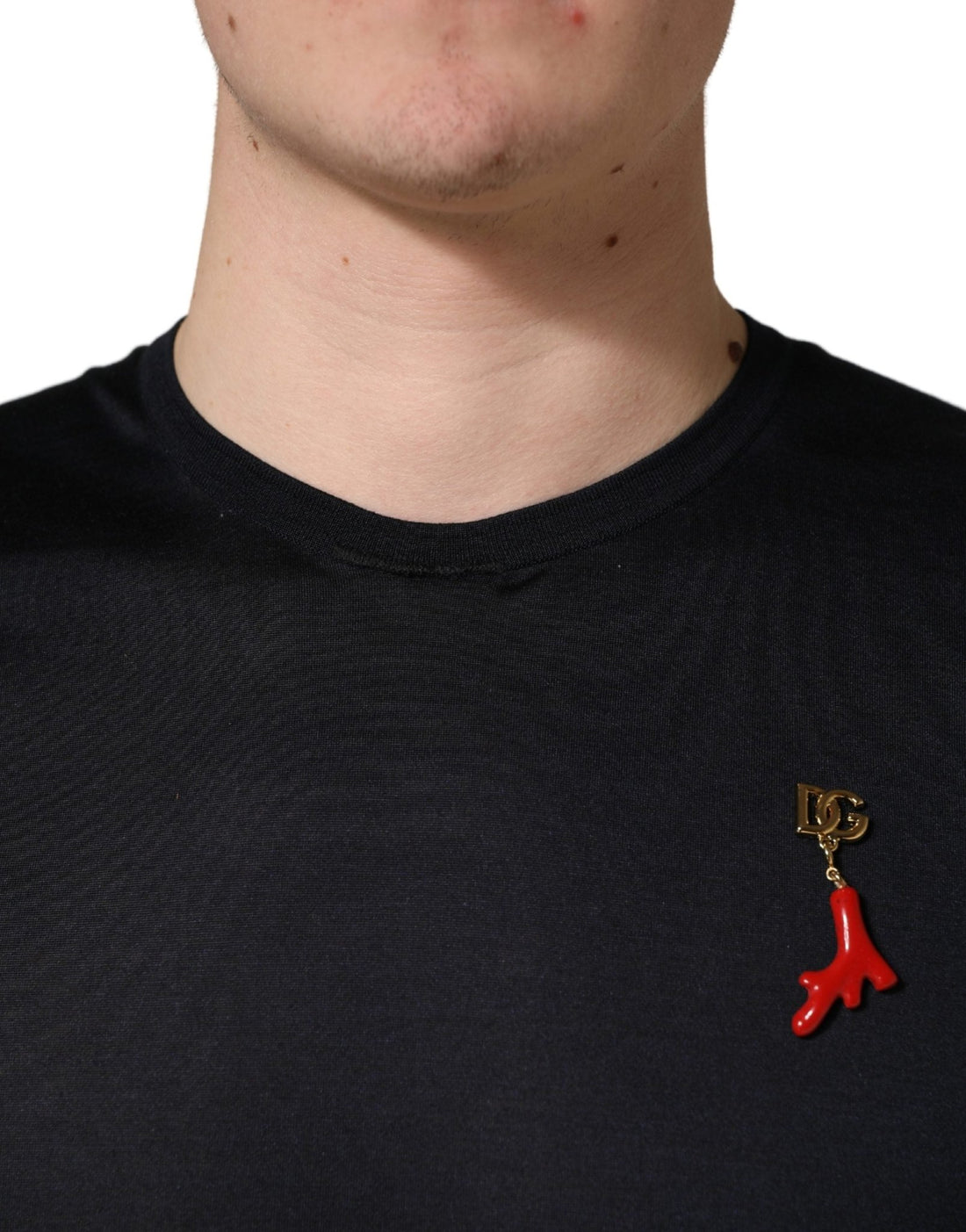 Dolce & Gabbana Dark Blue DG Logo Silk Men Crew Neck T-shirt - RIMODA