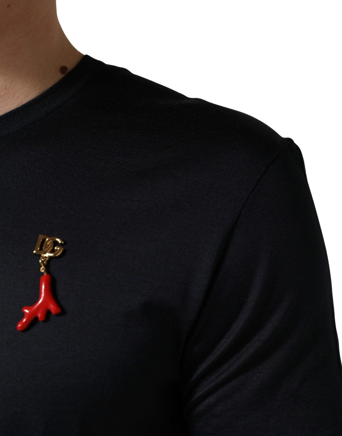 Dolce & Gabbana Dark Blue DG Logo Silk Men Crew Neck T-shirt - RIMODA