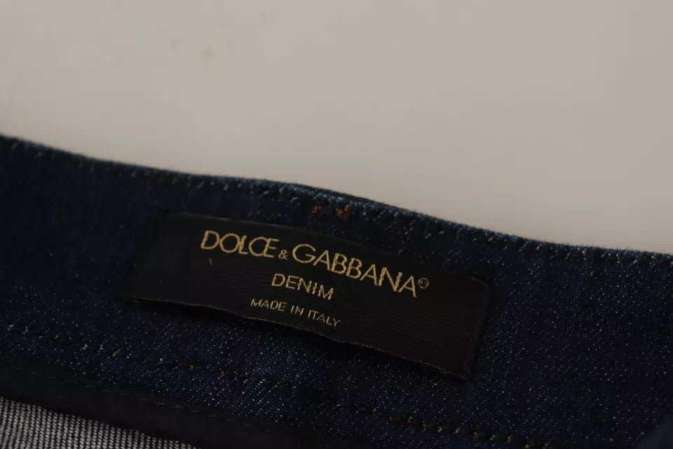 Dolce & Gabbana Dark Blue Embellished Denim Hot Pants Shorts - RIMODA