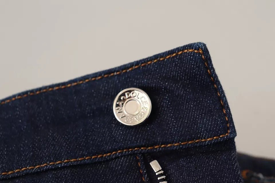 Dolce & Gabbana Dark Blue Embellished Denim Hot Pants Shorts - RIMODA