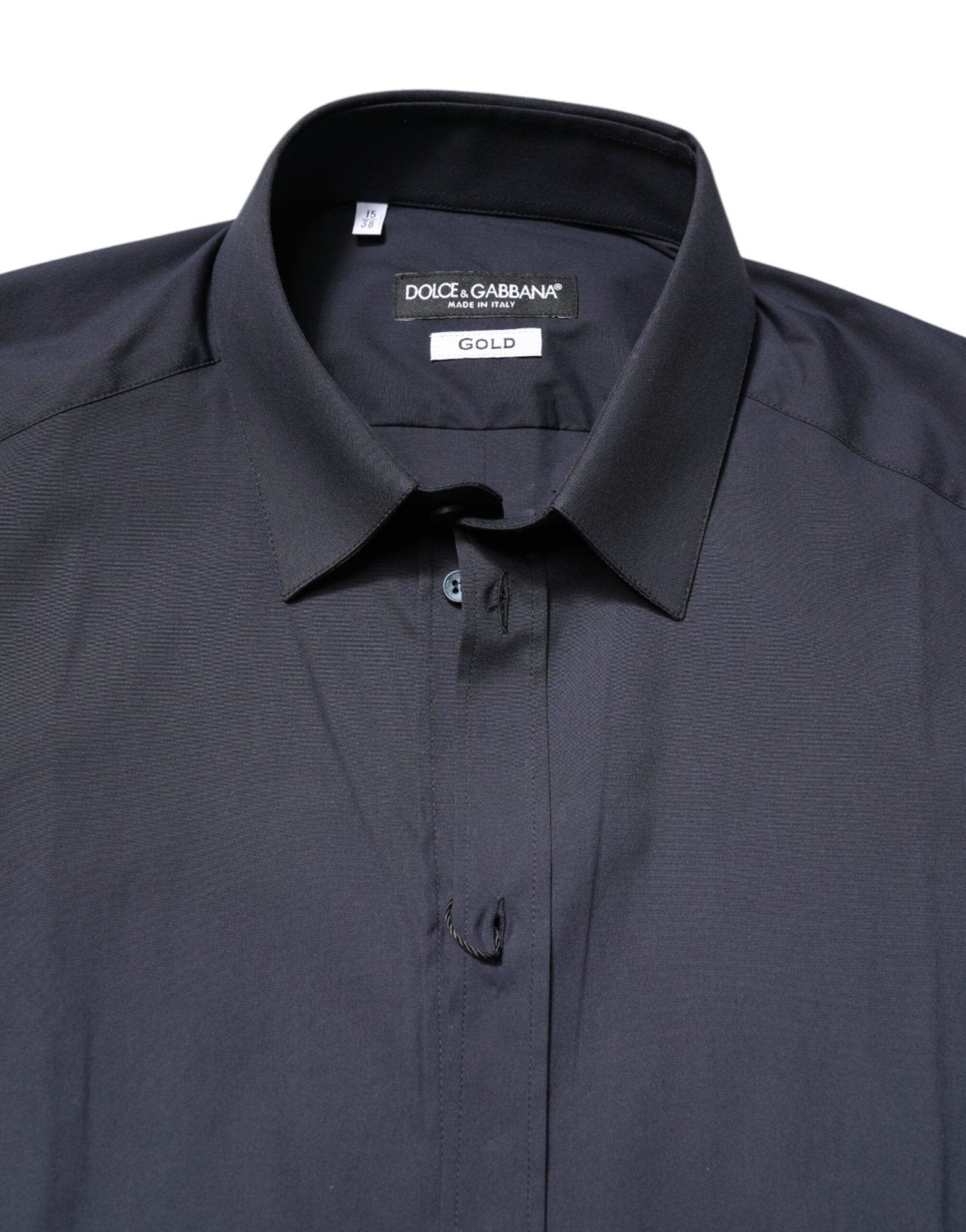 Dolce & Gabbana Dark Blue GOLD Cotton Dress Formal Shirt - RIMODA