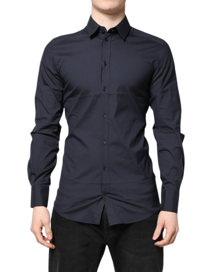 Dolce & Gabbana Dark Blue GOLD Cotton Dress Formal Shirt - RIMODA