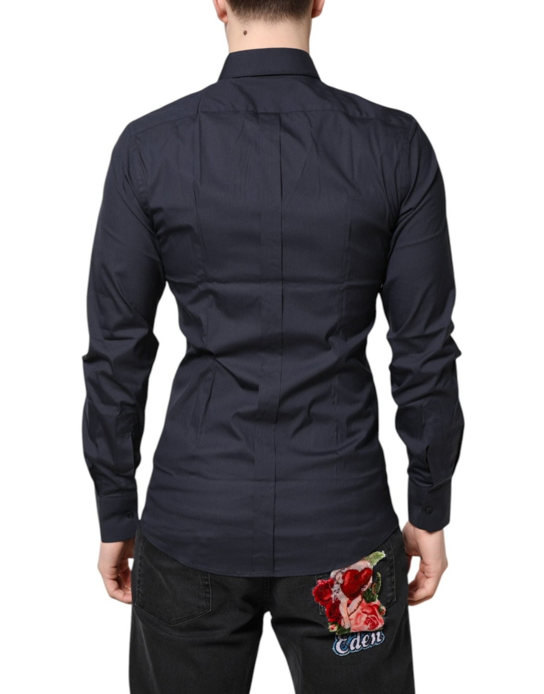 Dolce & Gabbana Dark Blue GOLD Cotton Dress Formal Shirt - RIMODA