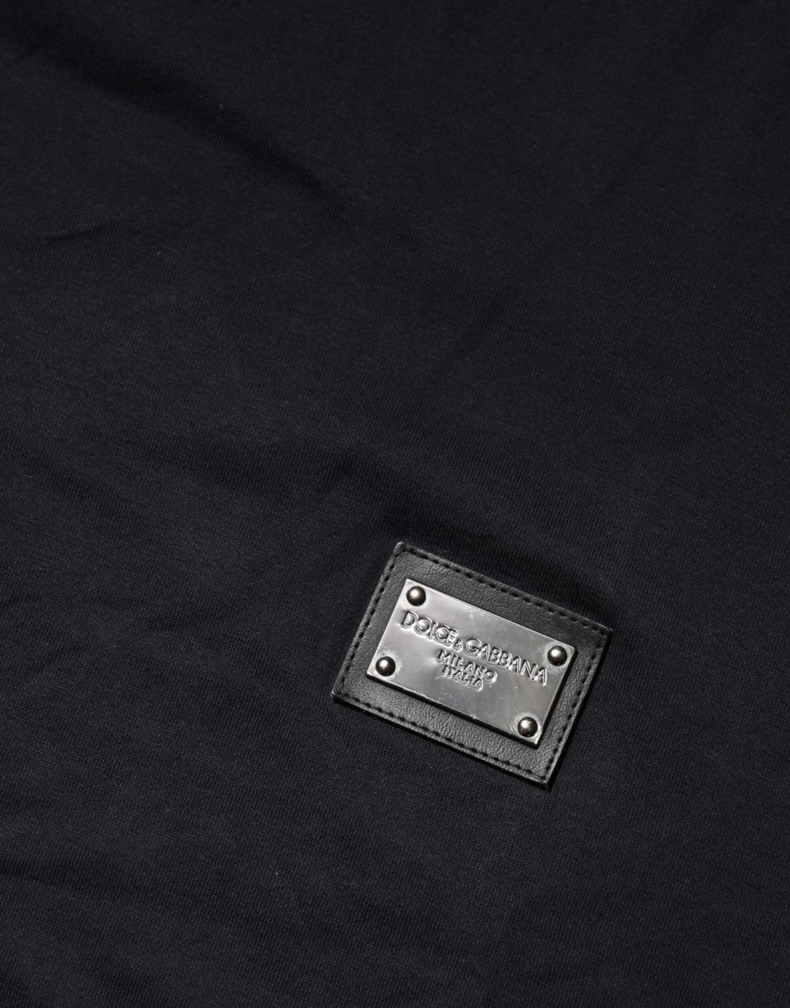 Dolce & Gabbana Dark Blue Logo Plaque Cotton Crewneck T-shirt - RIMODA