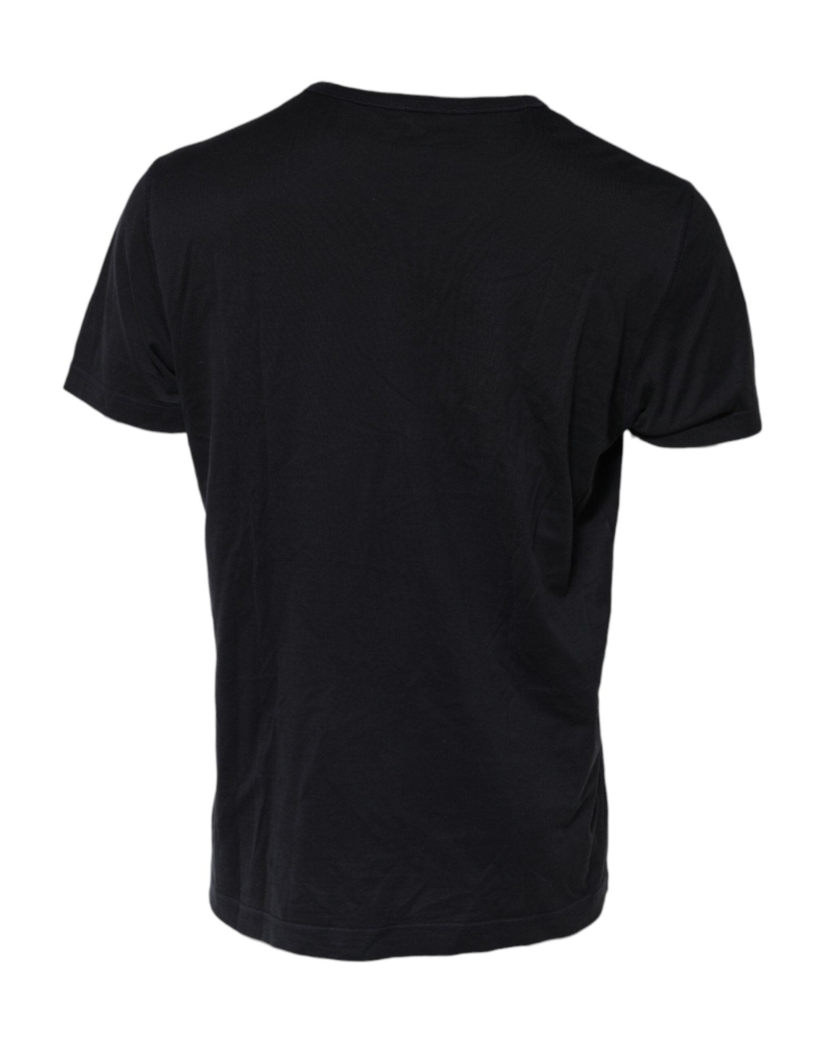 Dolce & Gabbana Dark Blue Logo Plaque Cotton Crewneck T-shirt - RIMODA