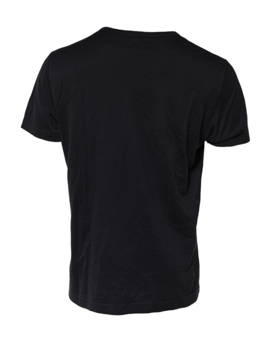 Dolce & Gabbana Dark Blue Logo Plaque Cotton Crewneck T-shirt - RIMODA