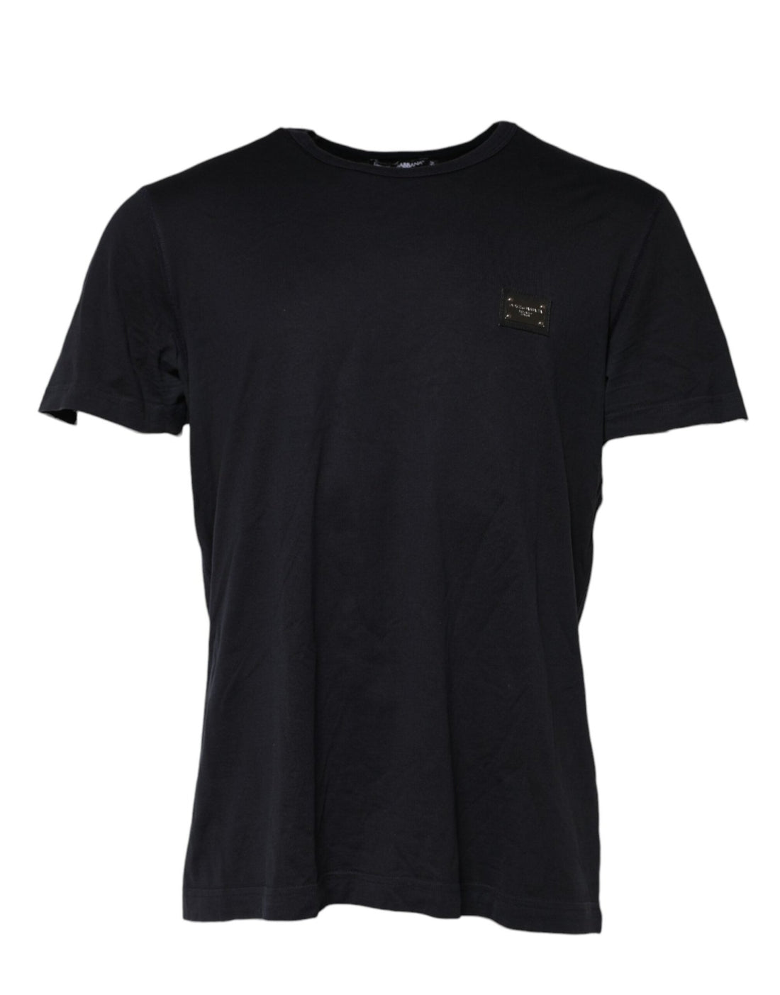 Dolce & Gabbana Dark Blue Logo Plaque Cotton Crewneck T-shirt - RIMODA