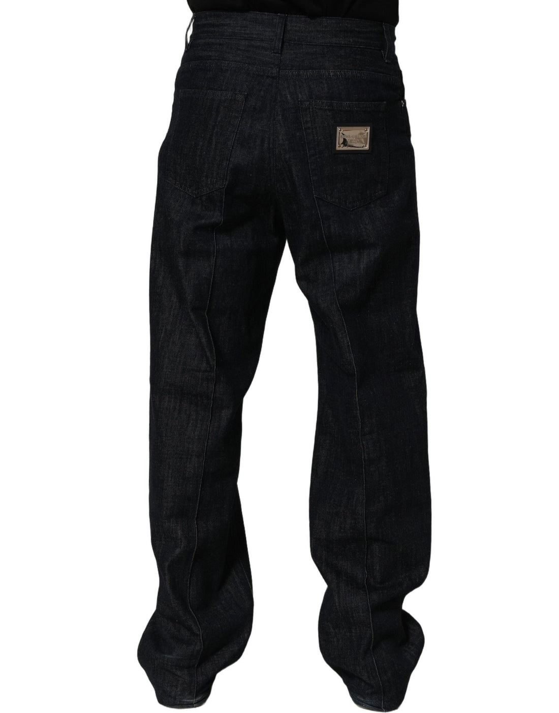 Dolce & Gabbana Dark Blue Relaxed Wide Leg Cotton Denim Jeans - RIMODA