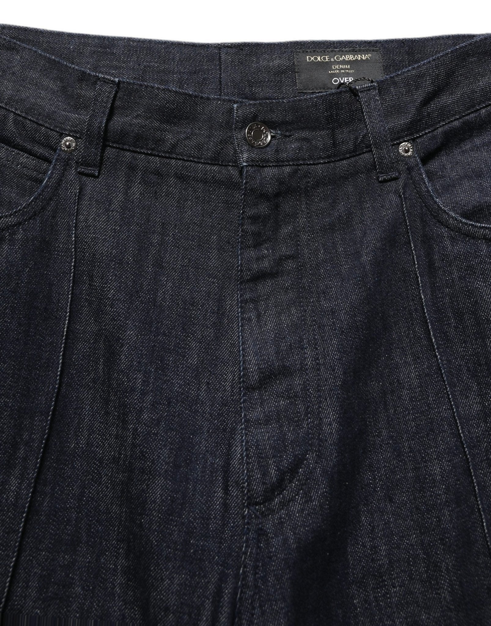 Dolce & Gabbana Dark Blue Relaxed Wide Leg Cotton Denim Jeans - RIMODA