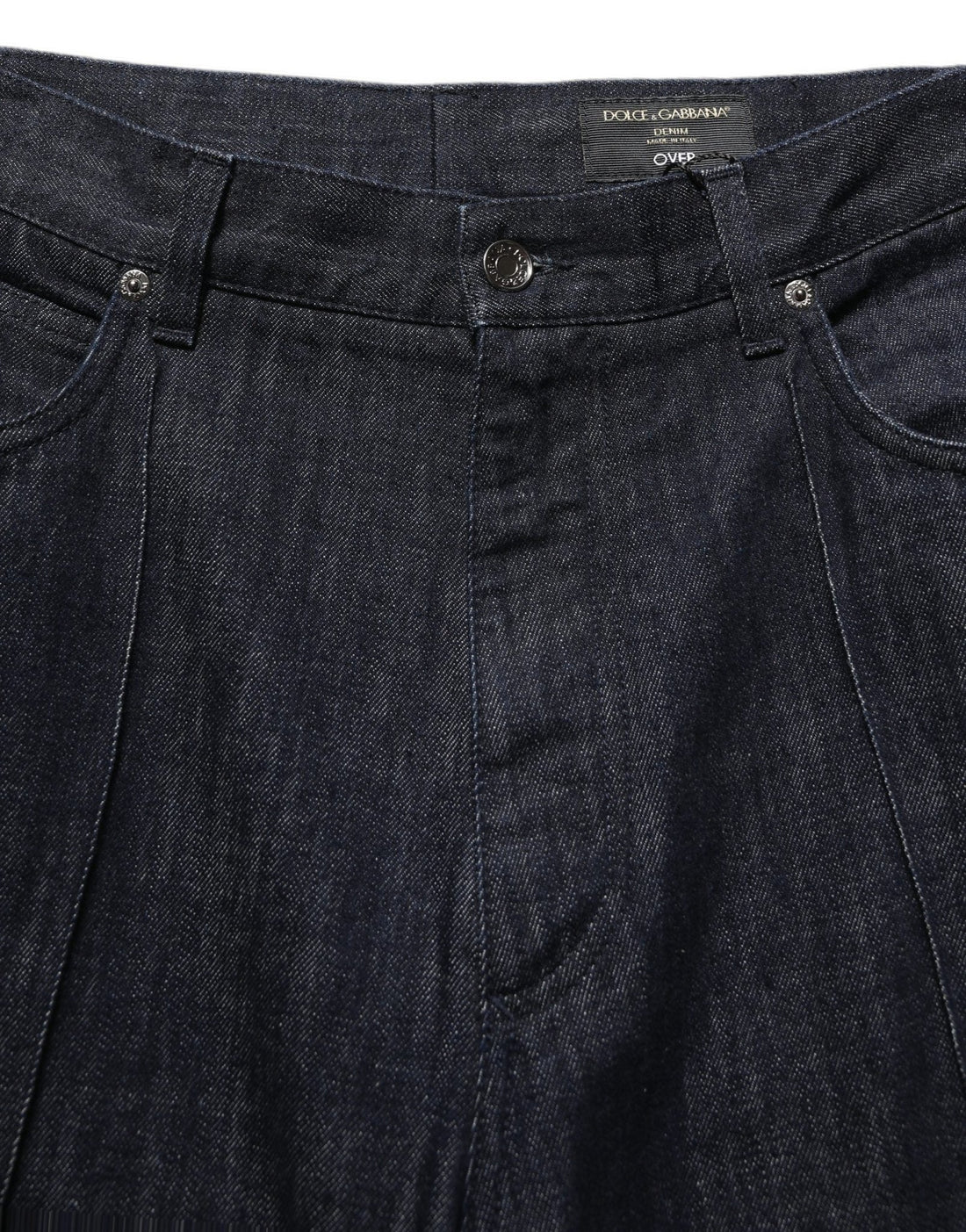 Dolce & Gabbana Dark Blue Relaxed Wide Leg Cotton Denim Jeans - RIMODA