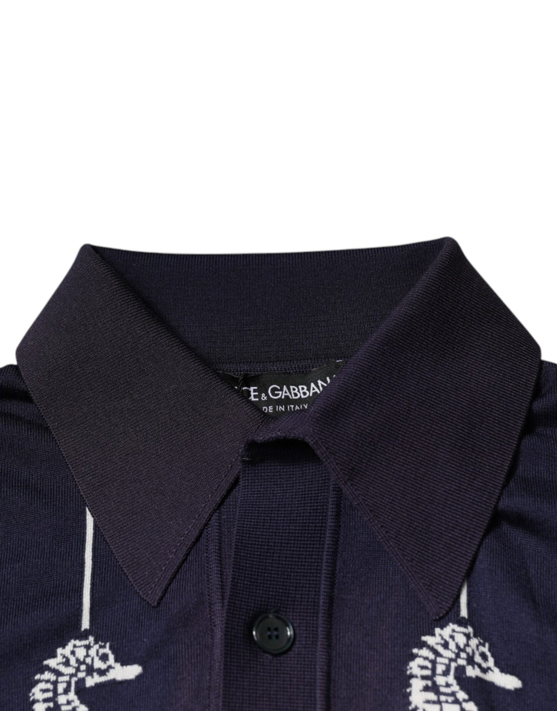 Dolce & Gabbana Dark Blue Sea Horse Collared Polo T-shirt - RIMODA