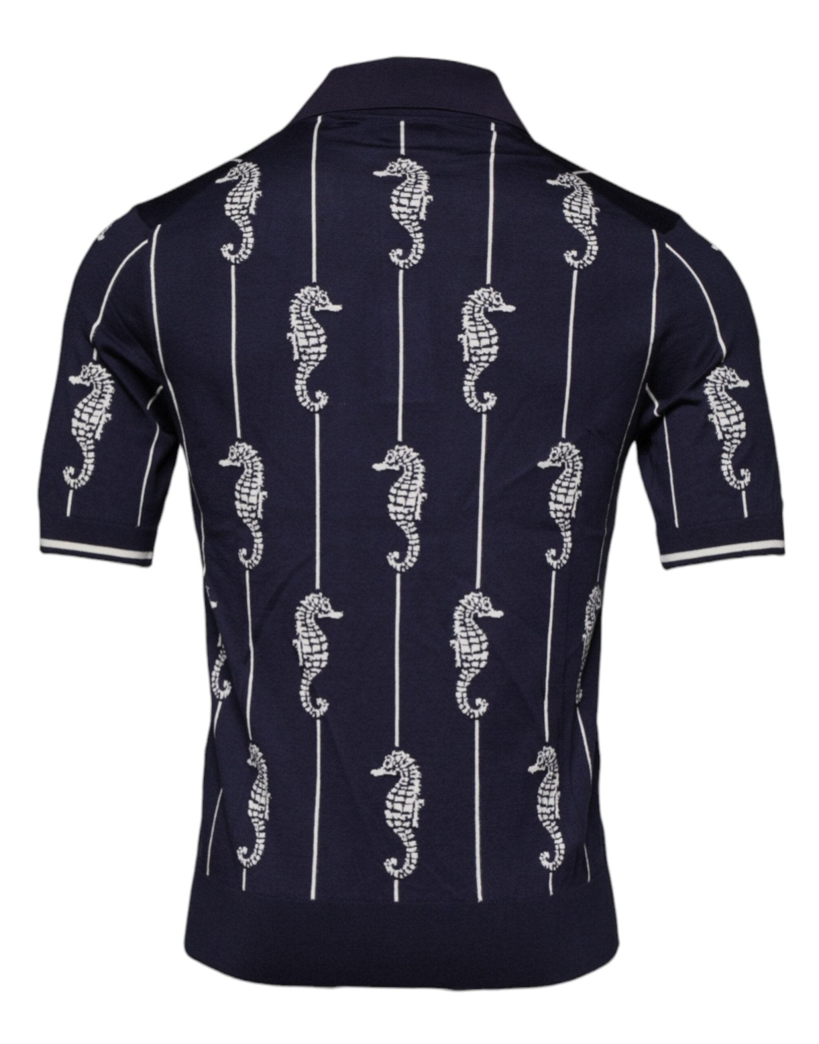 Dolce & Gabbana Dark Blue Sea Horse Collared Polo T-shirt - RIMODA