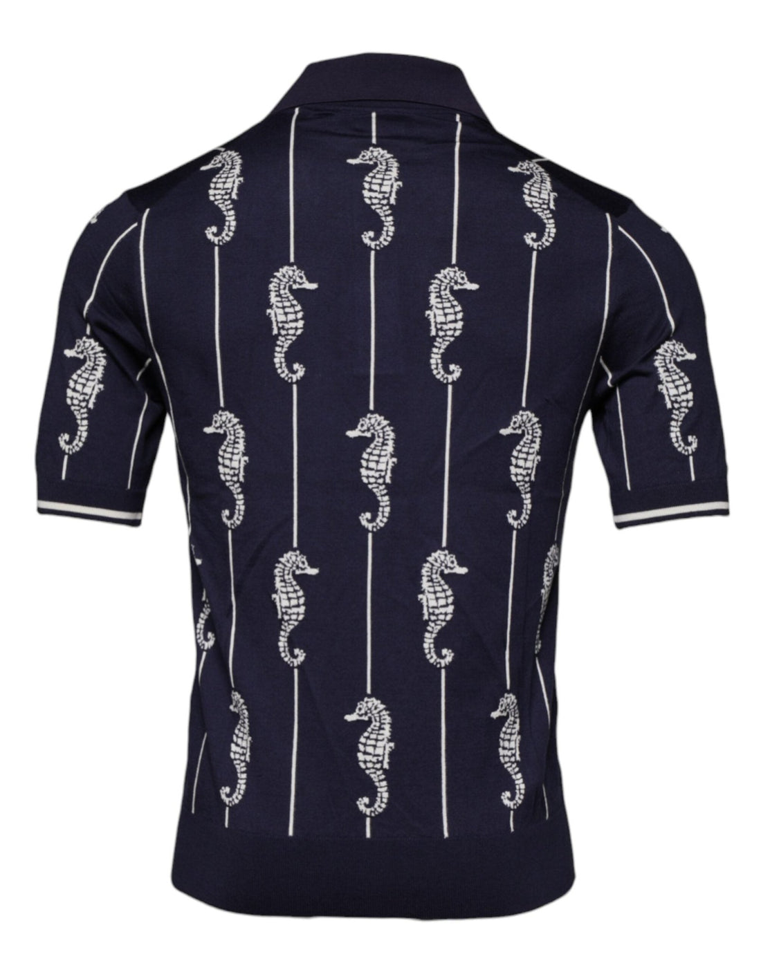 Dolce & Gabbana Dark Blue Sea Horse Collared Polo T-shirt - RIMODA