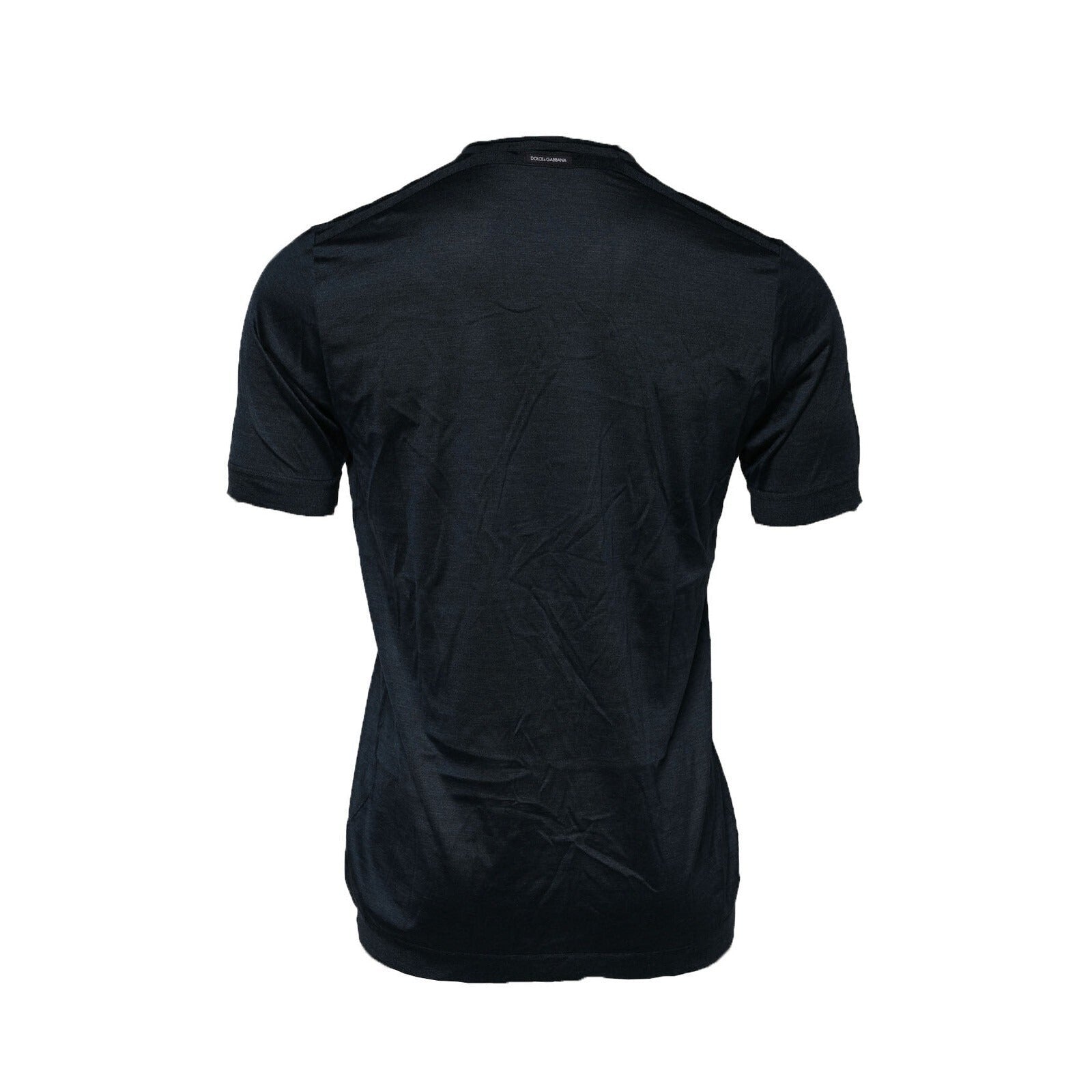 Dolce & Gabbana Dark Blue Silk Crew Neck Short Sleeve T-shirt - RIMODA