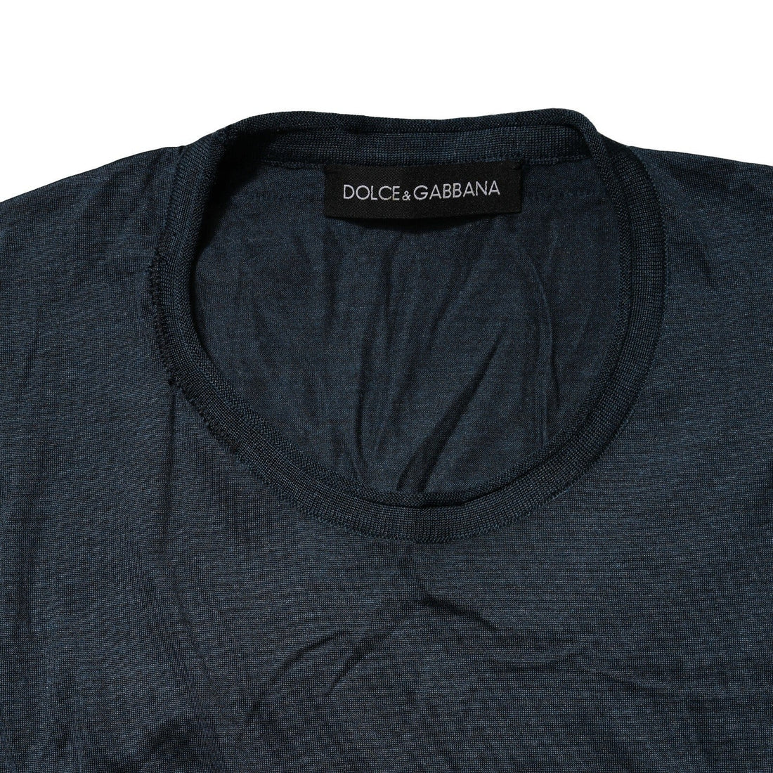 Dolce & Gabbana Dark Blue Silk Crew Neck Short Sleeve T-shirt - RIMODA