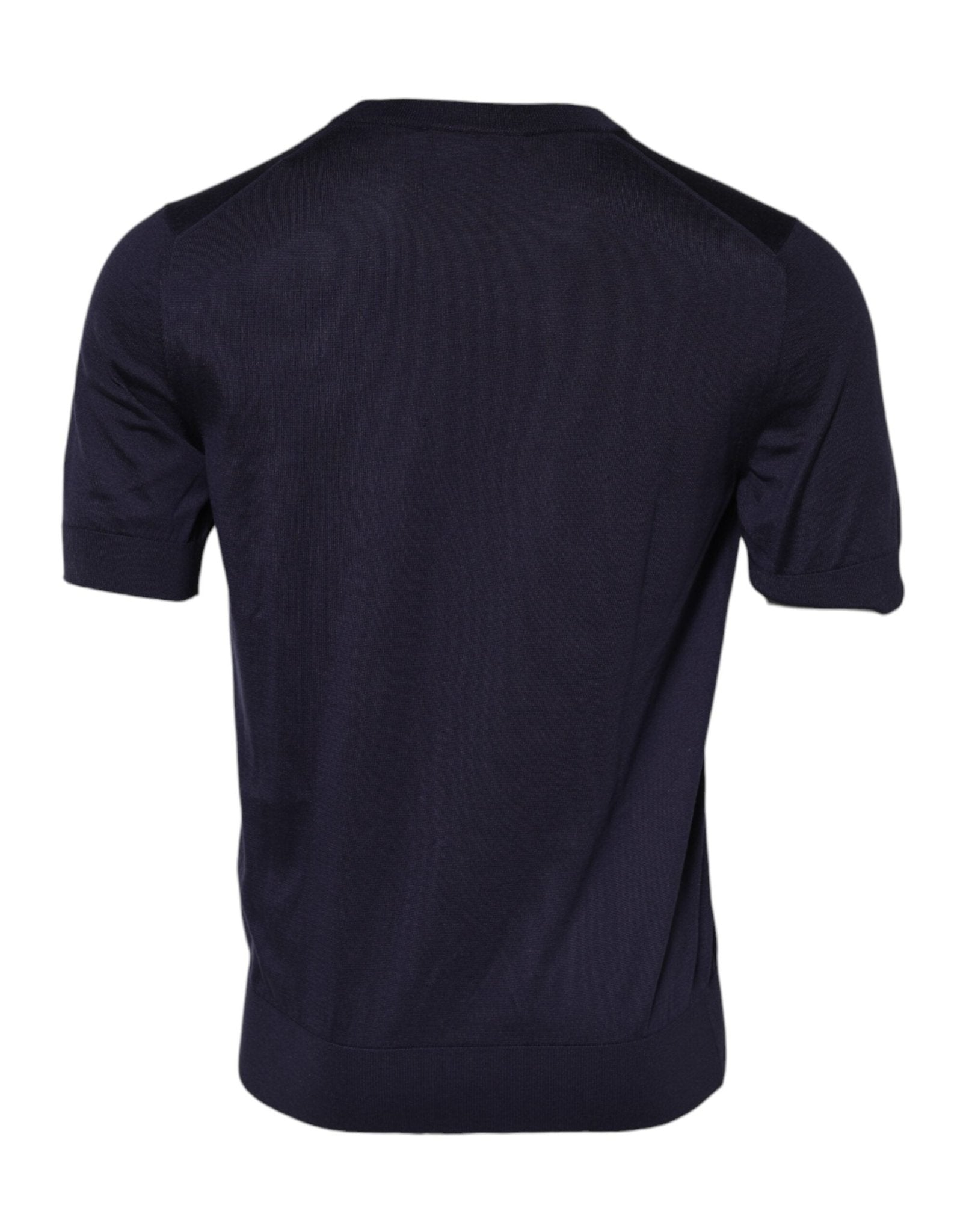 Dolce & Gabbana Dark Blue Silk Crew Neck Short Sleeves T-shirt - RIMODA
