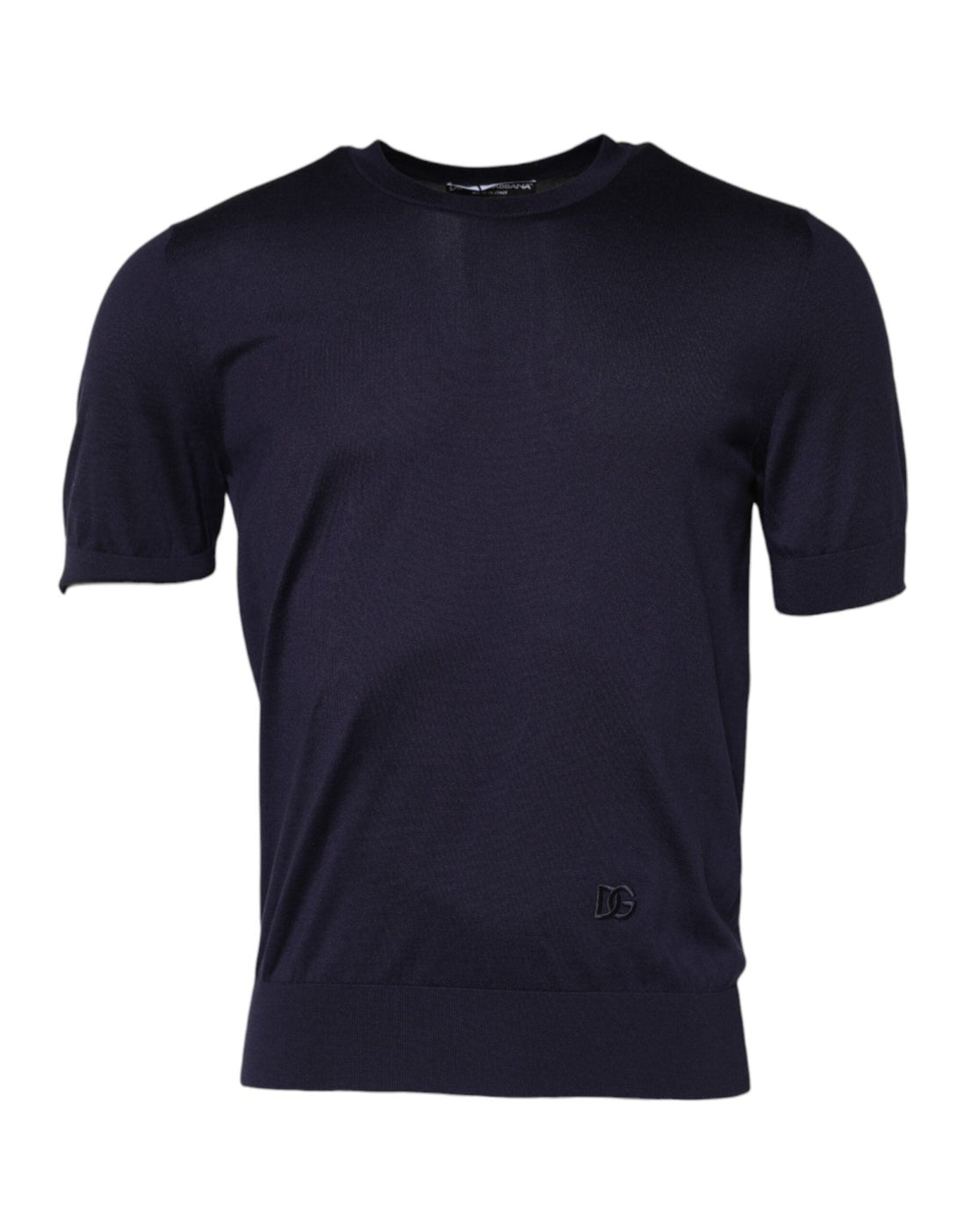 Dolce & Gabbana Dark Blue Silk Crew Neck Short Sleeves T-shirt - RIMODA