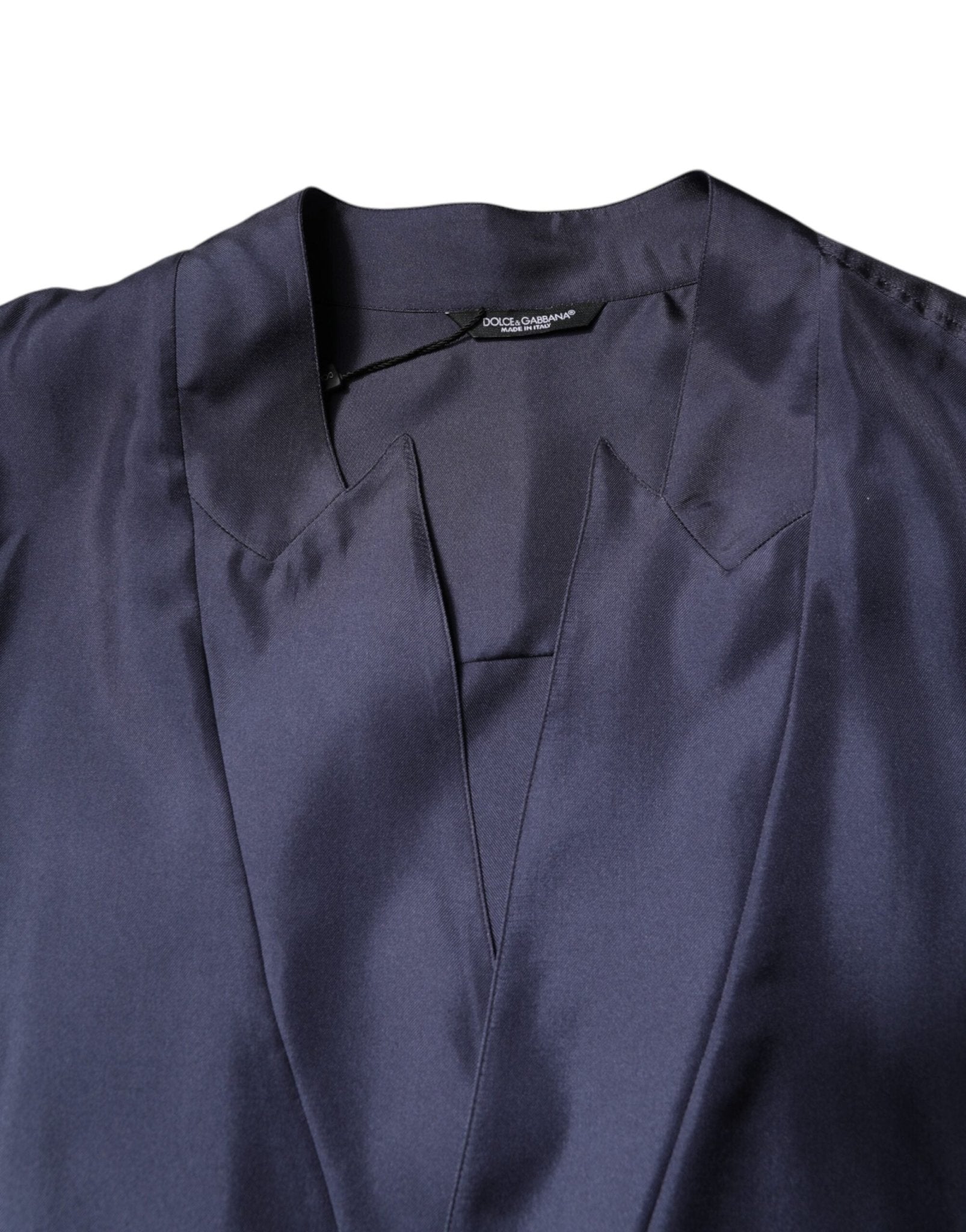 Dolce & Gabbana Dark Blue Silk Double Breasted Shirt - RIMODA