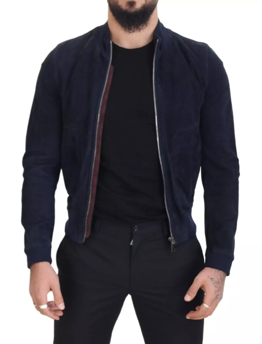Dolce & Gabbana Dark Blue Suede Lambskin Blouson Jacket - RIMODA