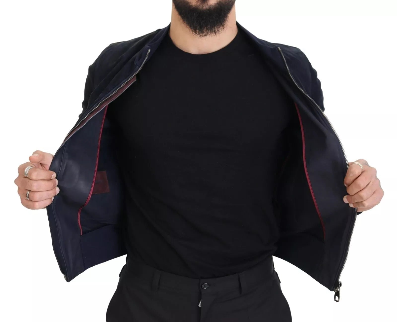 Dolce & Gabbana Dark Blue Suede Lambskin Blouson Jacket - RIMODA