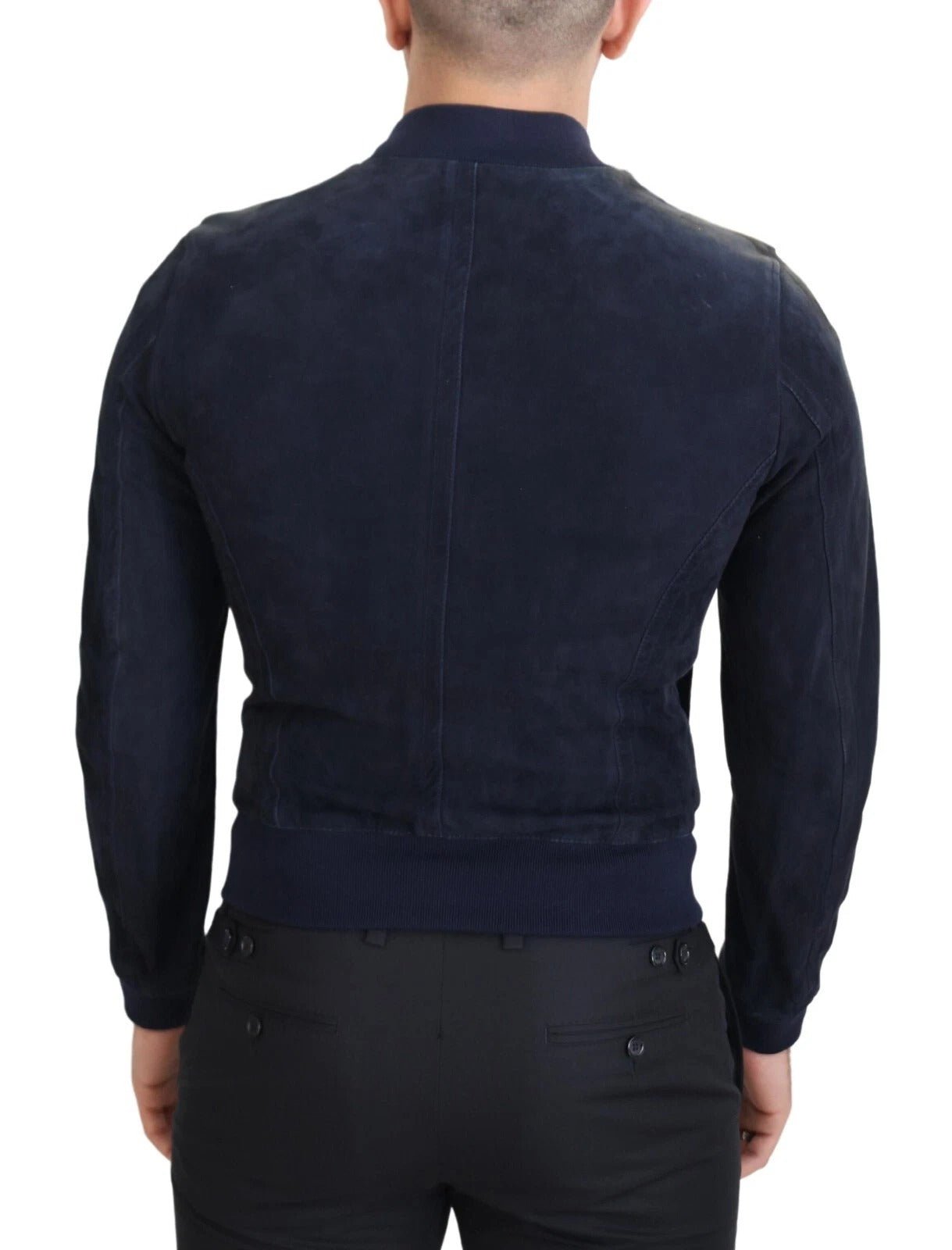 Dolce & Gabbana Dark Blue Suede Lambskin Blouson Jacket - RIMODA
