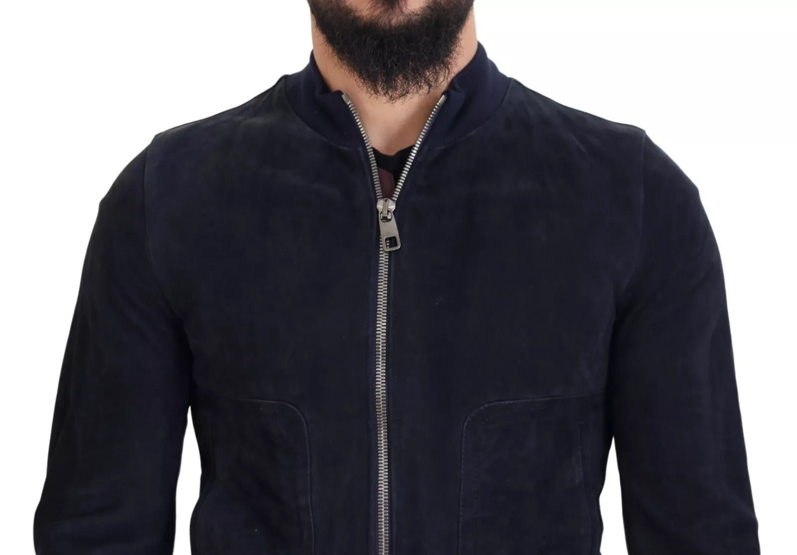 Dolce & Gabbana Dark Blue Suede Lambskin Blouson Jacket - RIMODA