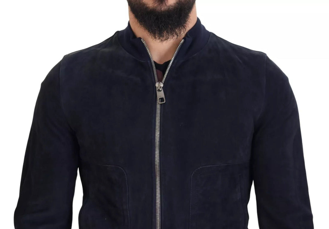 Dolce & Gabbana Dark Blue Suede Lambskin Blouson Jacket - RIMODA