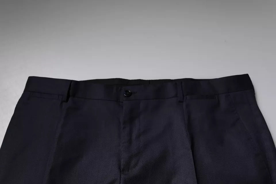 Dolce & Gabbana Dark Blue Tapered Formal Dress Pants - RIMODA
