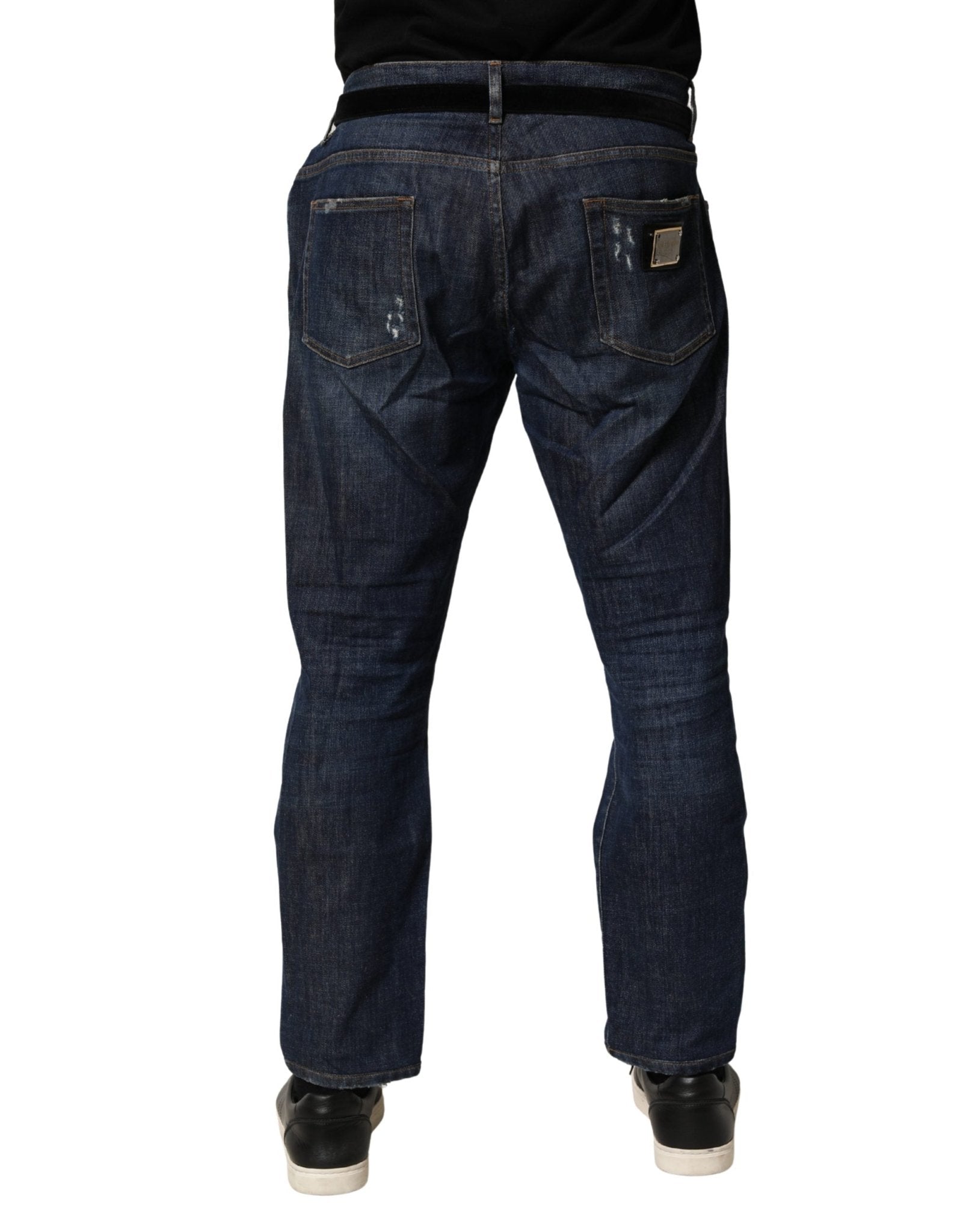 Dolce & Gabbana Dark Blue Washed Skinny Cotton Denim Jeans - RIMODA