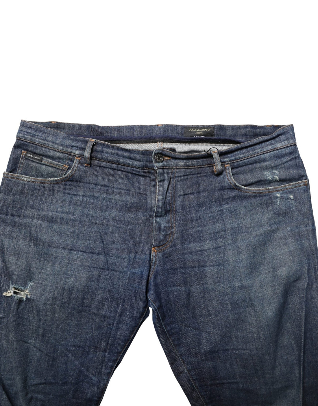 Dolce & Gabbana Dark Blue Washed Skinny Cotton Denim Jeans - RIMODA