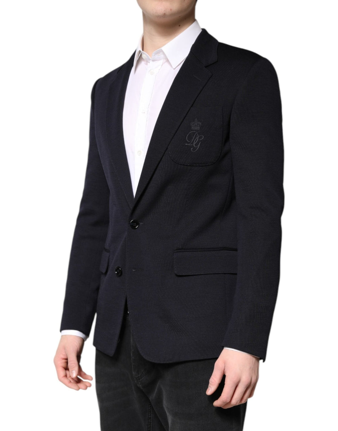 Dolce & Gabbana Dark Blue Wool Single Breasted Coat Suit Blazer - RIMODA