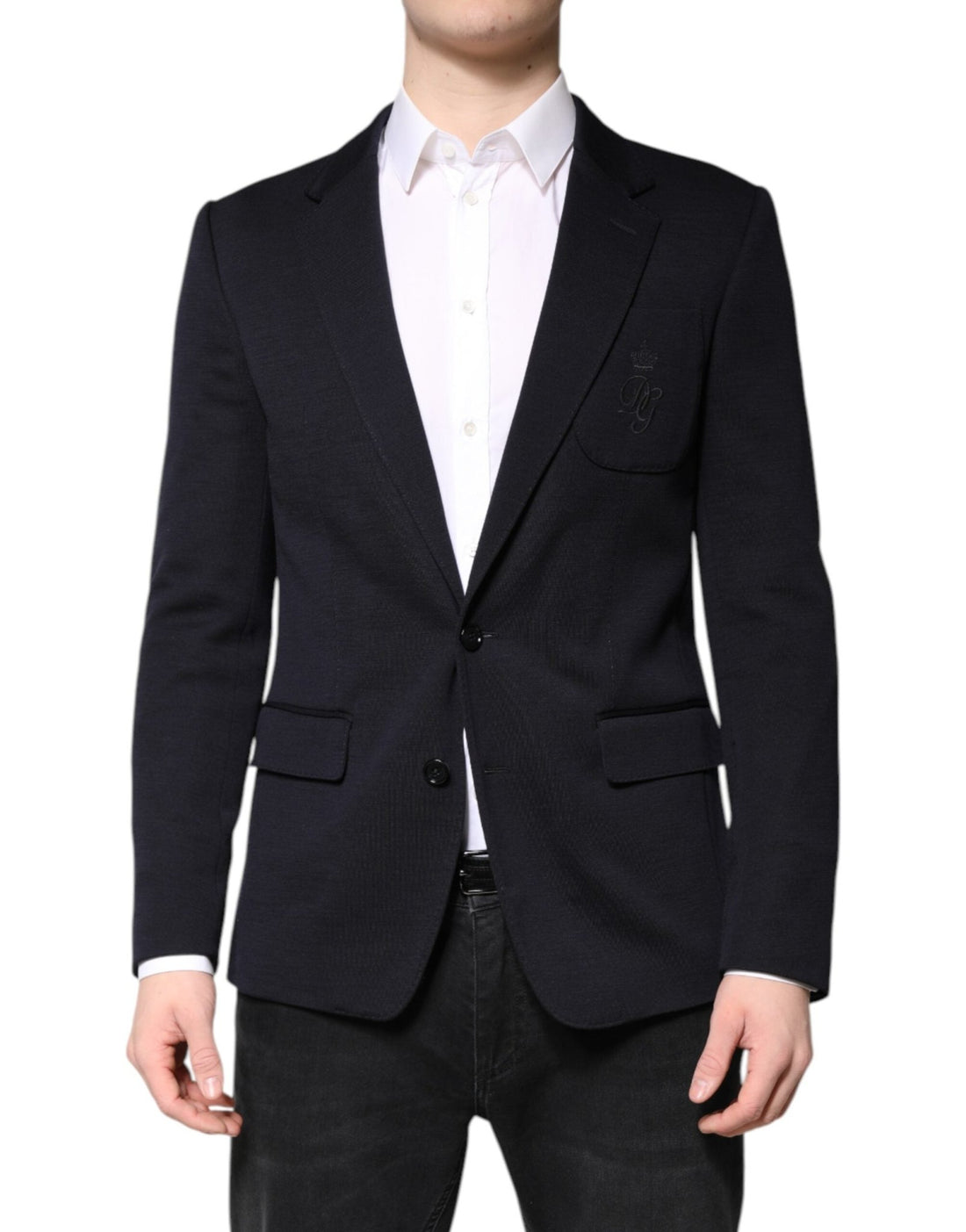 Dolce & Gabbana Dark Blue Wool Single Breasted Coat Suit Blazer - RIMODA