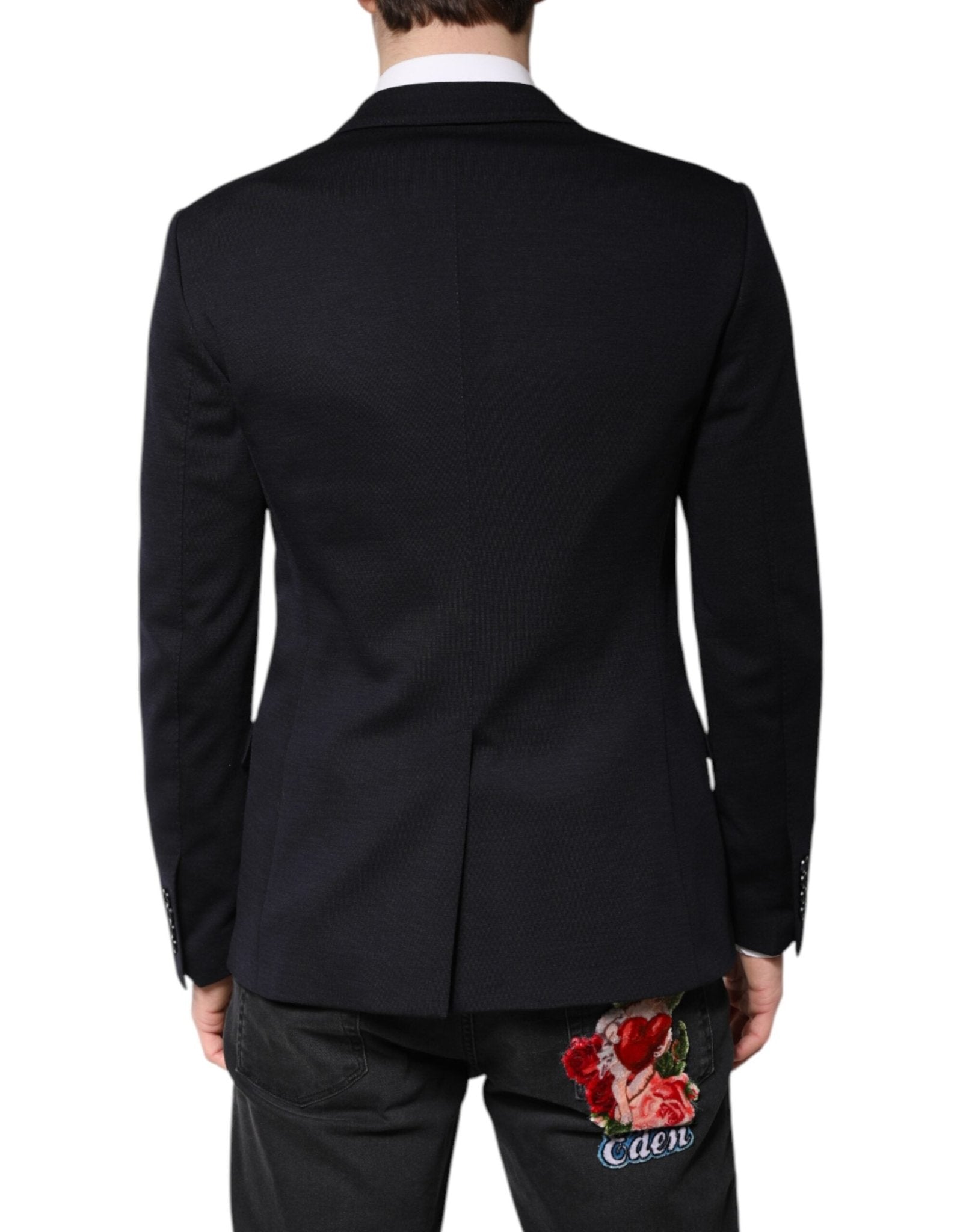 Dolce & Gabbana Dark Blue Wool Single Breasted Coat Suit Blazer - RIMODA