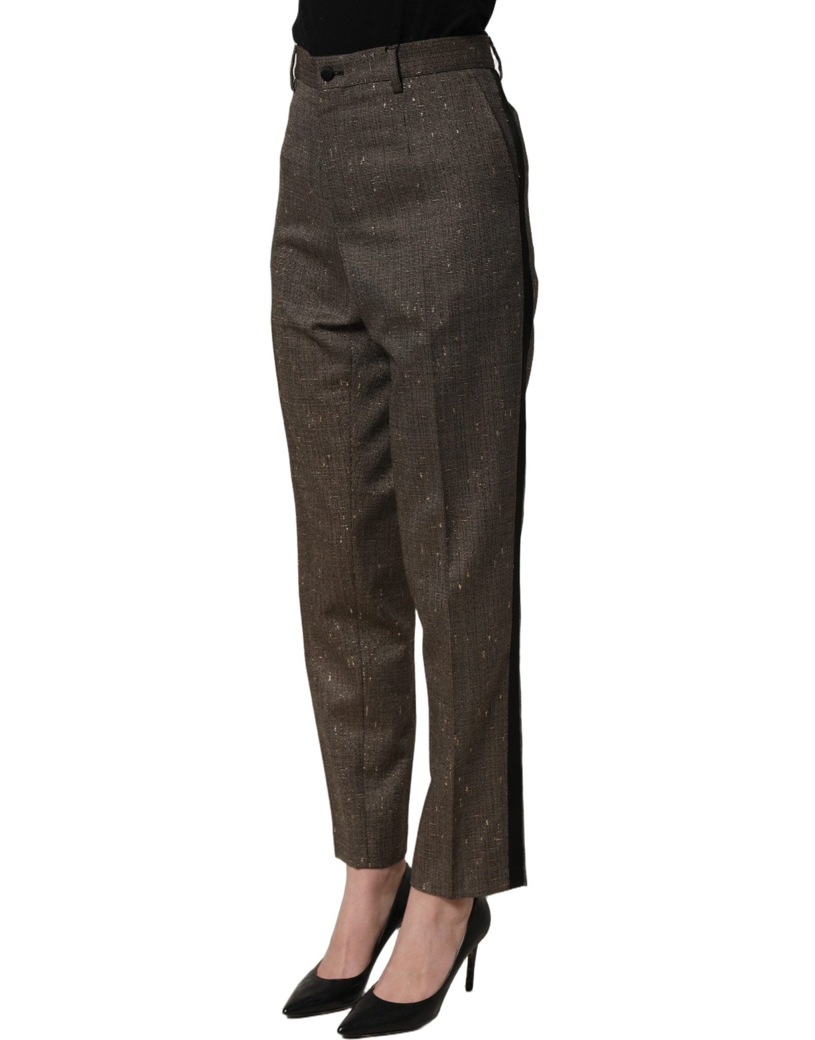 Dolce & Gabbana Dark Brown HighWaist Tapered Trouser Pants - RIMODA