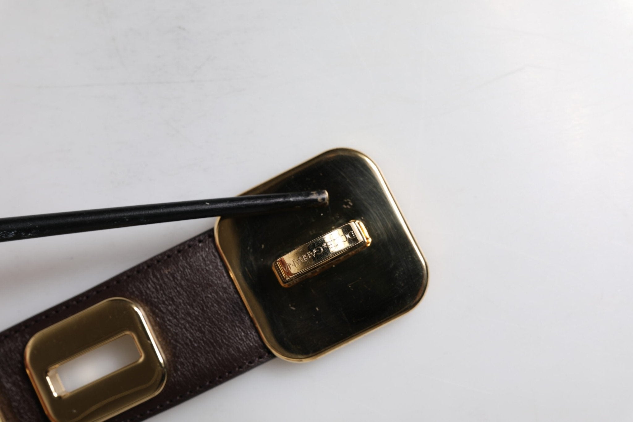 Dolce & Gabbana Dark Brown Leather Gold Rotating Buckle Belt - RIMODA