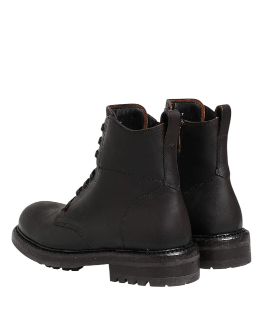 Dolce & Gabbana Dark Brown Leather Lace Up Mid Calf Boots Shoes - RIMODA