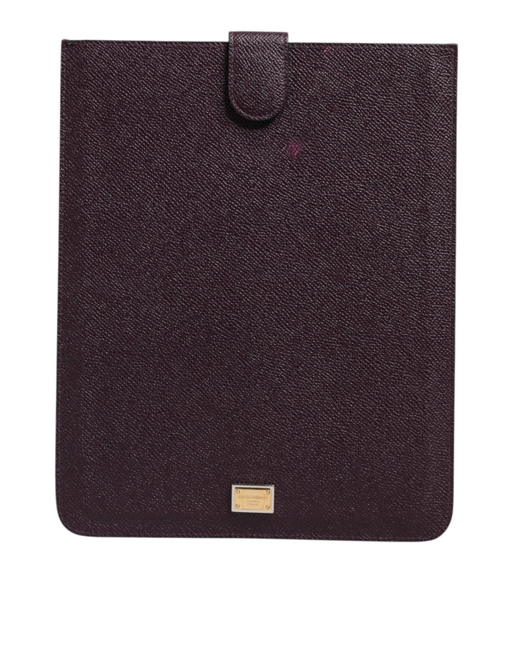 Dolce & Gabbana Dark Brown Leather Logo Plaque Cover Sleeve Tablet Case - RIMODA