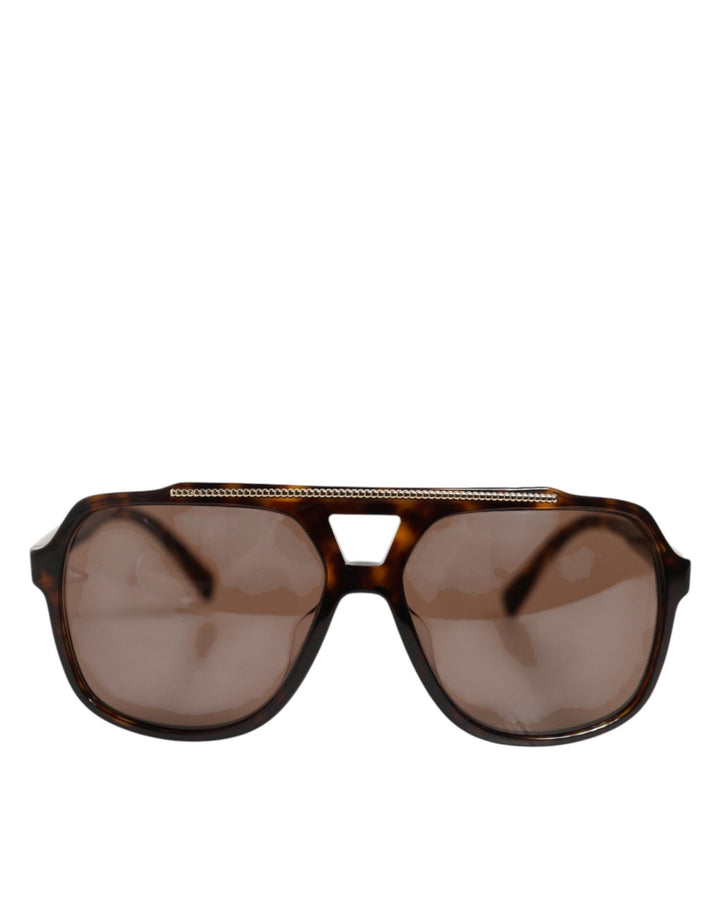 Dolce & Gabbana Dark Brown Tortoise Shell Pilot Frame Sunglasses - RIMODA