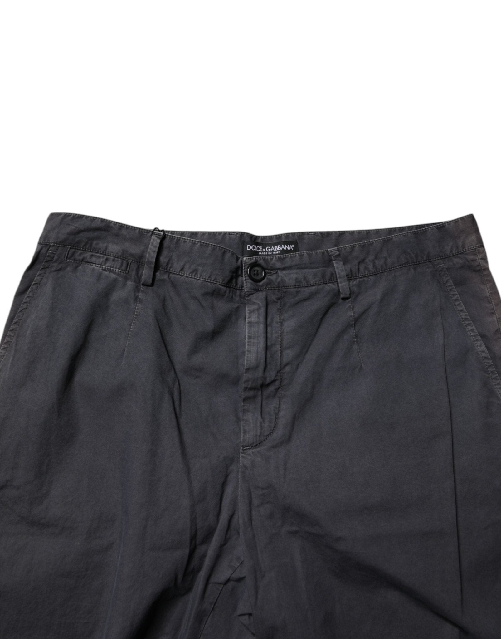 Dolce & Gabbana Dark Gray Cotton Mid Waist Men Bermuda Shorts - RIMODA
