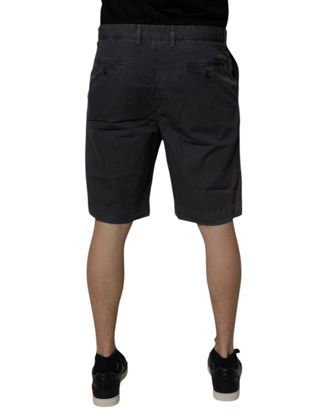 Dolce & Gabbana Dark Gray Cotton Mid Waist Men Bermuda Shorts - RIMODA