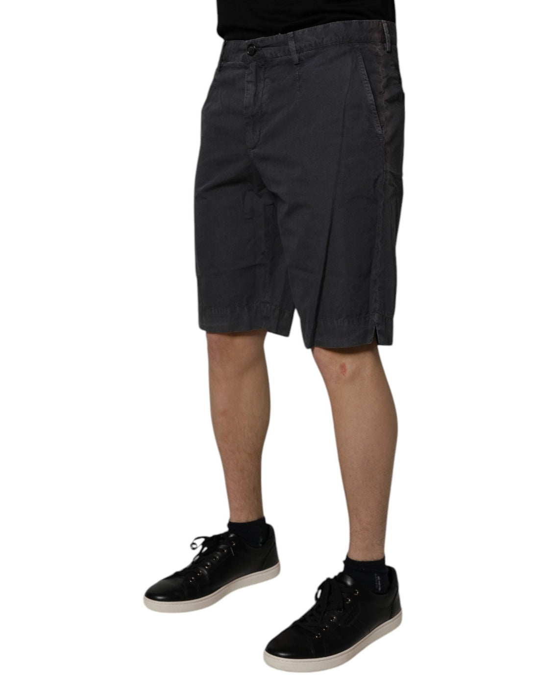 Dolce & Gabbana Dark Gray Cotton Mid Waist Men Bermuda Shorts - RIMODA