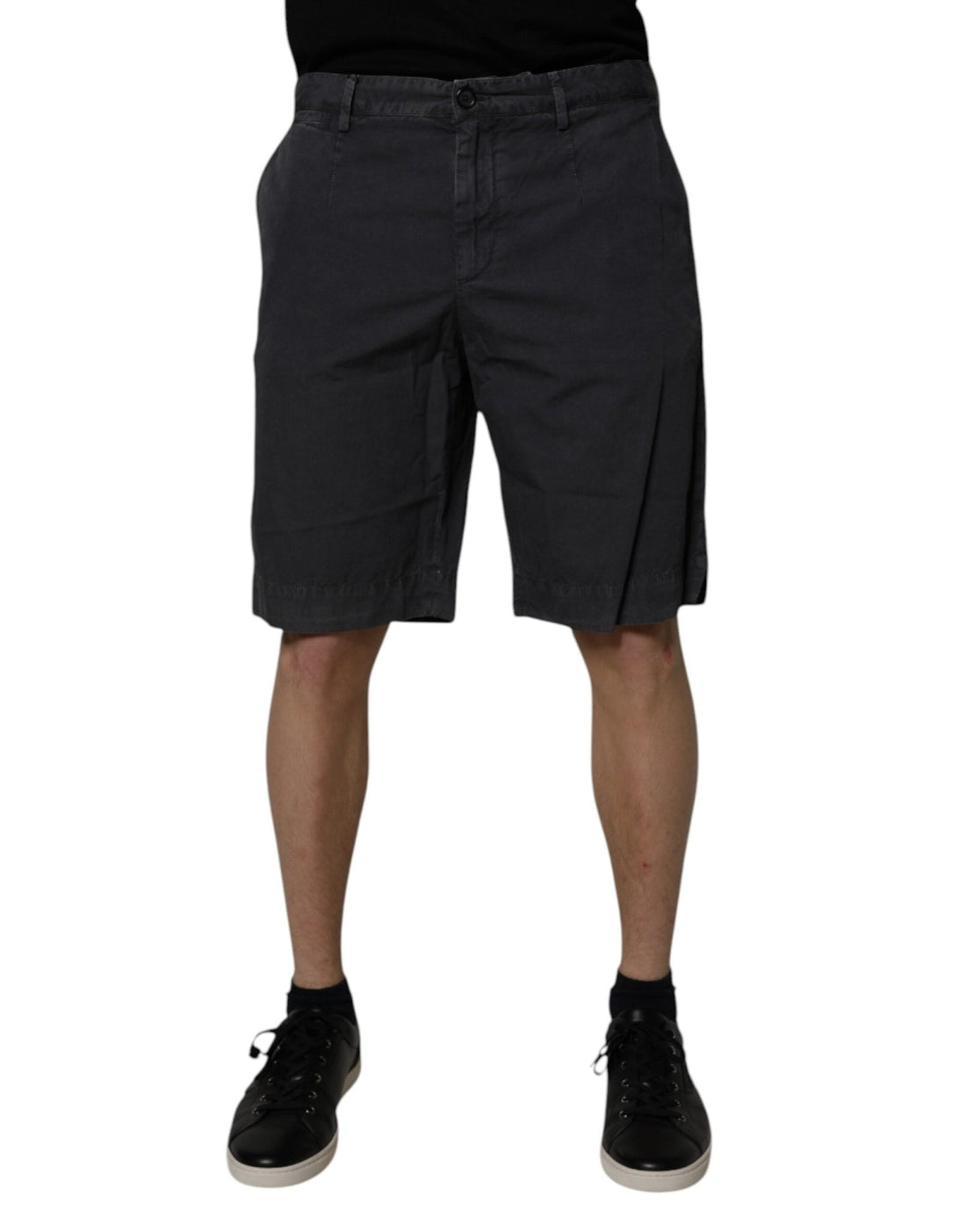 Dolce & Gabbana Dark Gray Cotton Mid Waist Men Bermuda Shorts - RIMODA