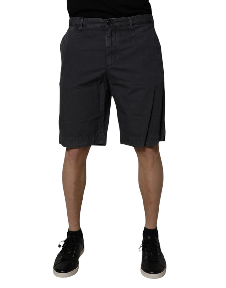 Dolce & Gabbana Dark Gray Cotton Mid Waist Men Bermuda Shorts - RIMODA