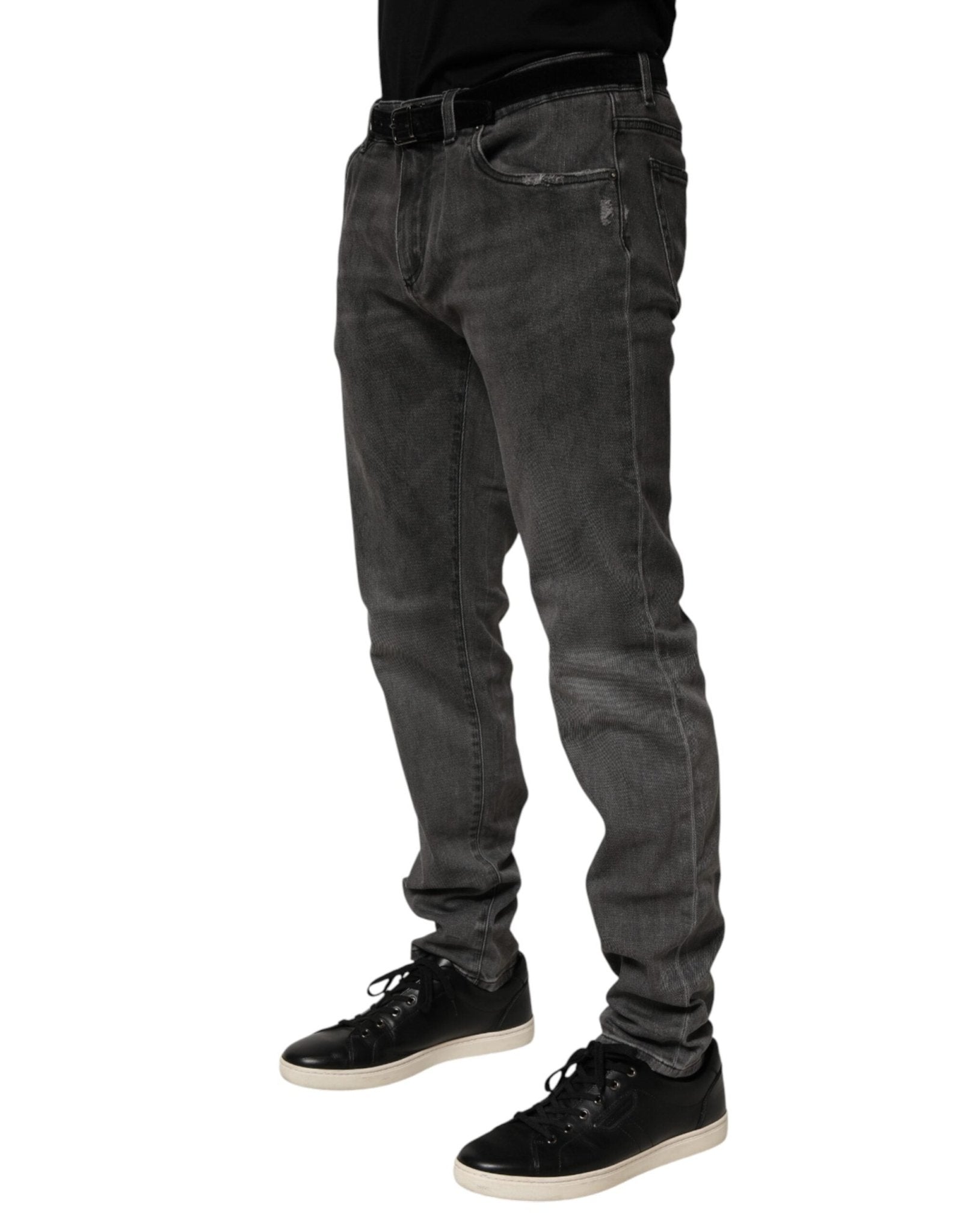 Dolce & Gabbana Dark Gray Cotton Skinny Men Denim Jeans - RIMODA