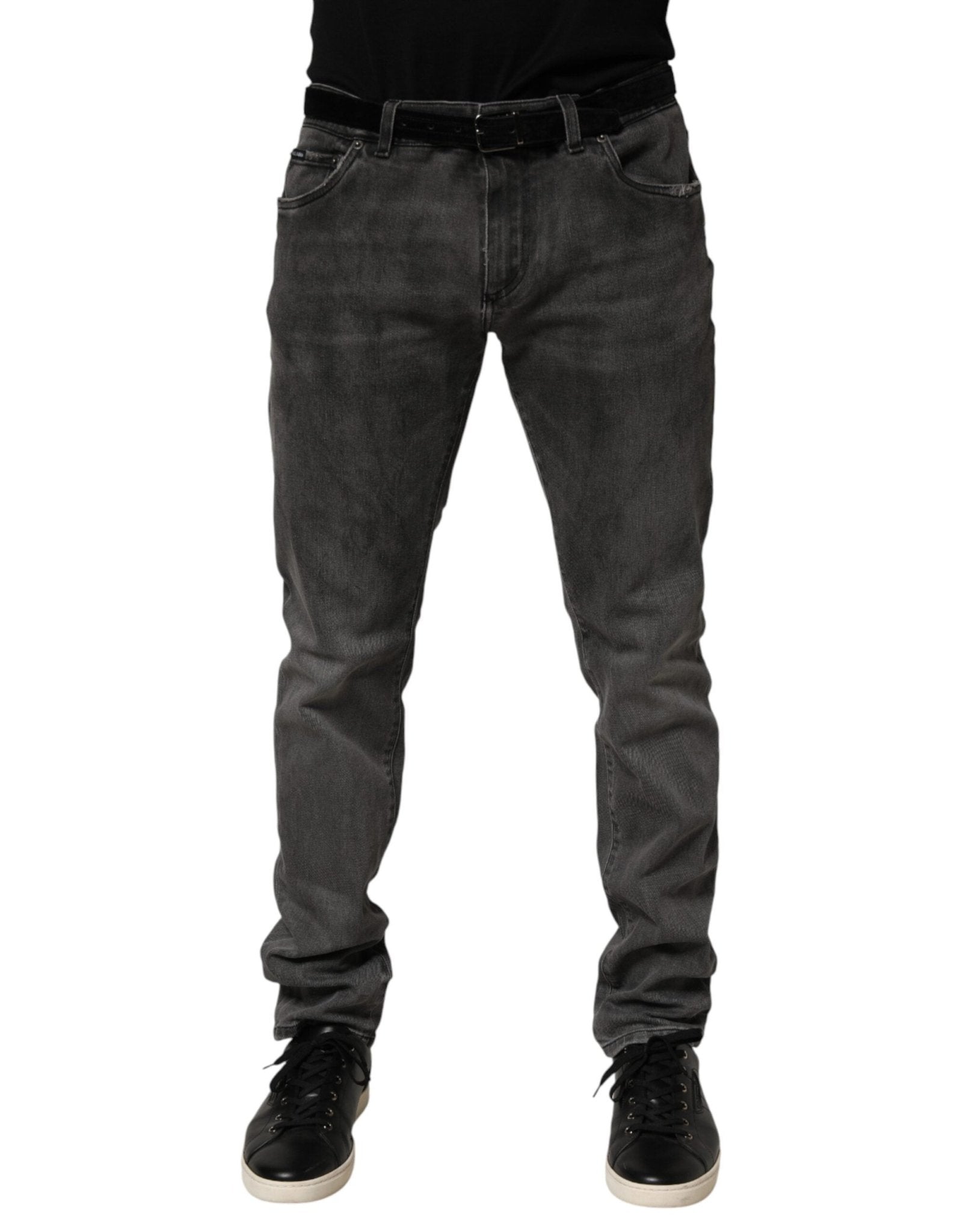 Dolce & Gabbana Dark Gray Cotton Skinny Men Denim Jeans - RIMODA
