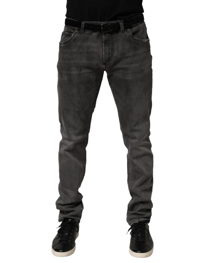 Dolce & Gabbana Dark Gray Cotton Skinny Men Denim Jeans - RIMODA