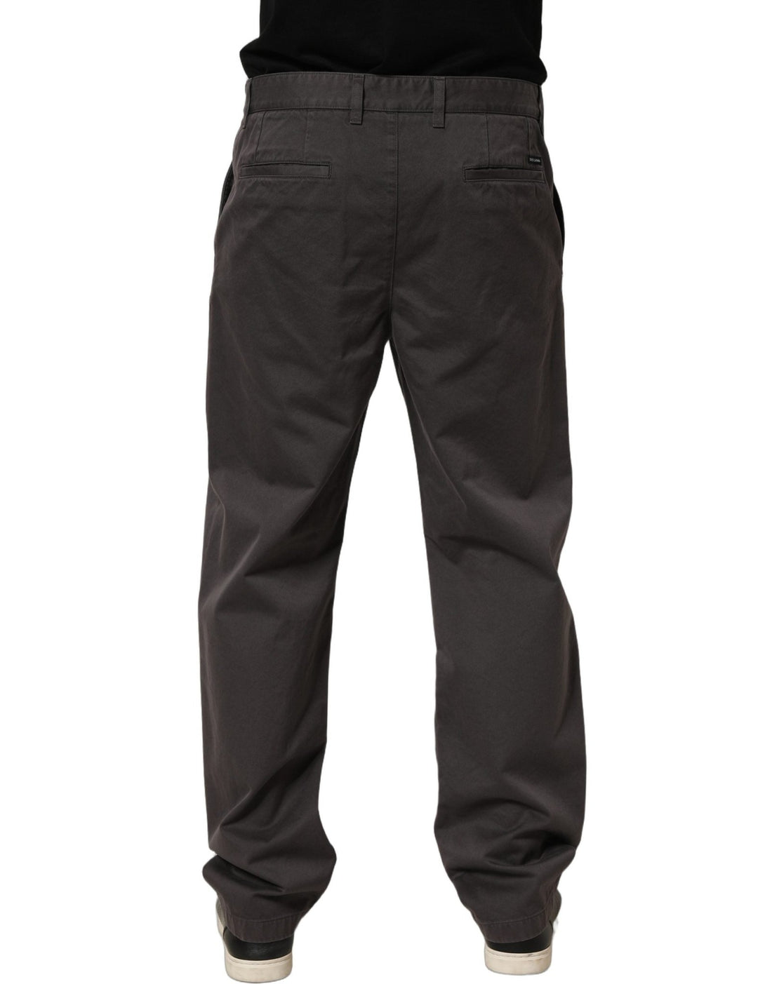 Dolce & Gabbana Dark Gray Cotton Straight Chino Trouser Pants - RIMODA