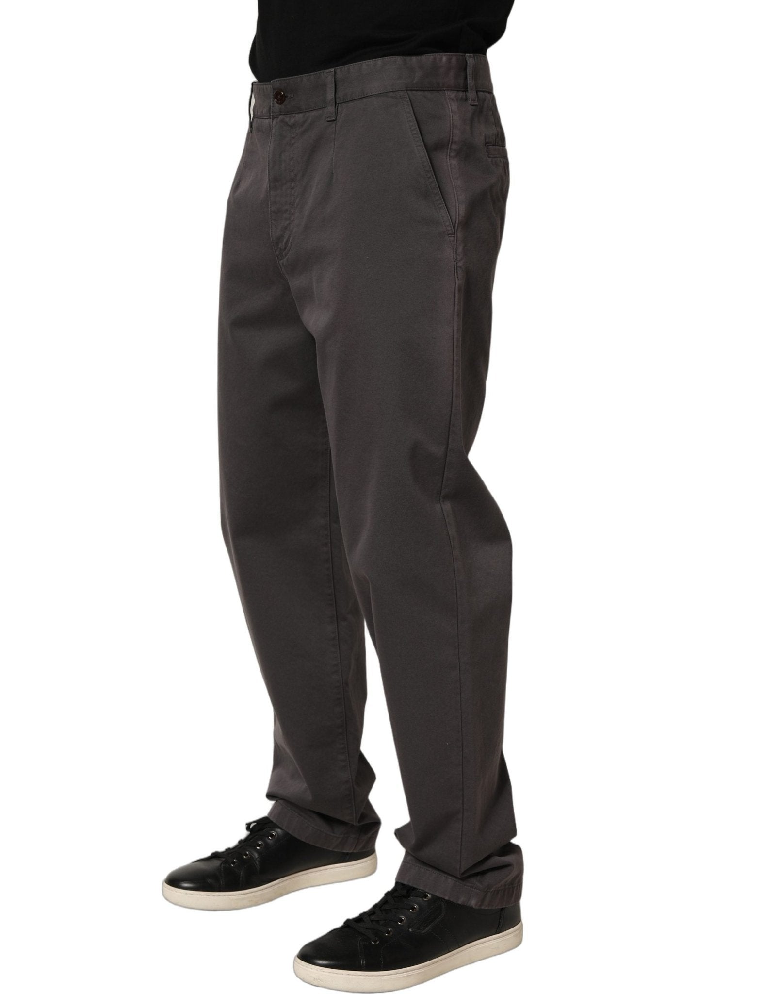 Dolce & Gabbana Dark Gray Cotton Straight Chino Trouser Pants - RIMODA