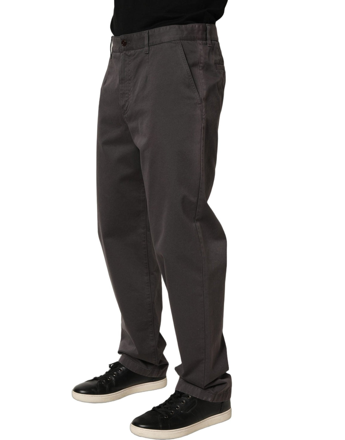 Dolce & Gabbana Dark Gray Cotton Straight Chino Trouser Pants - RIMODA